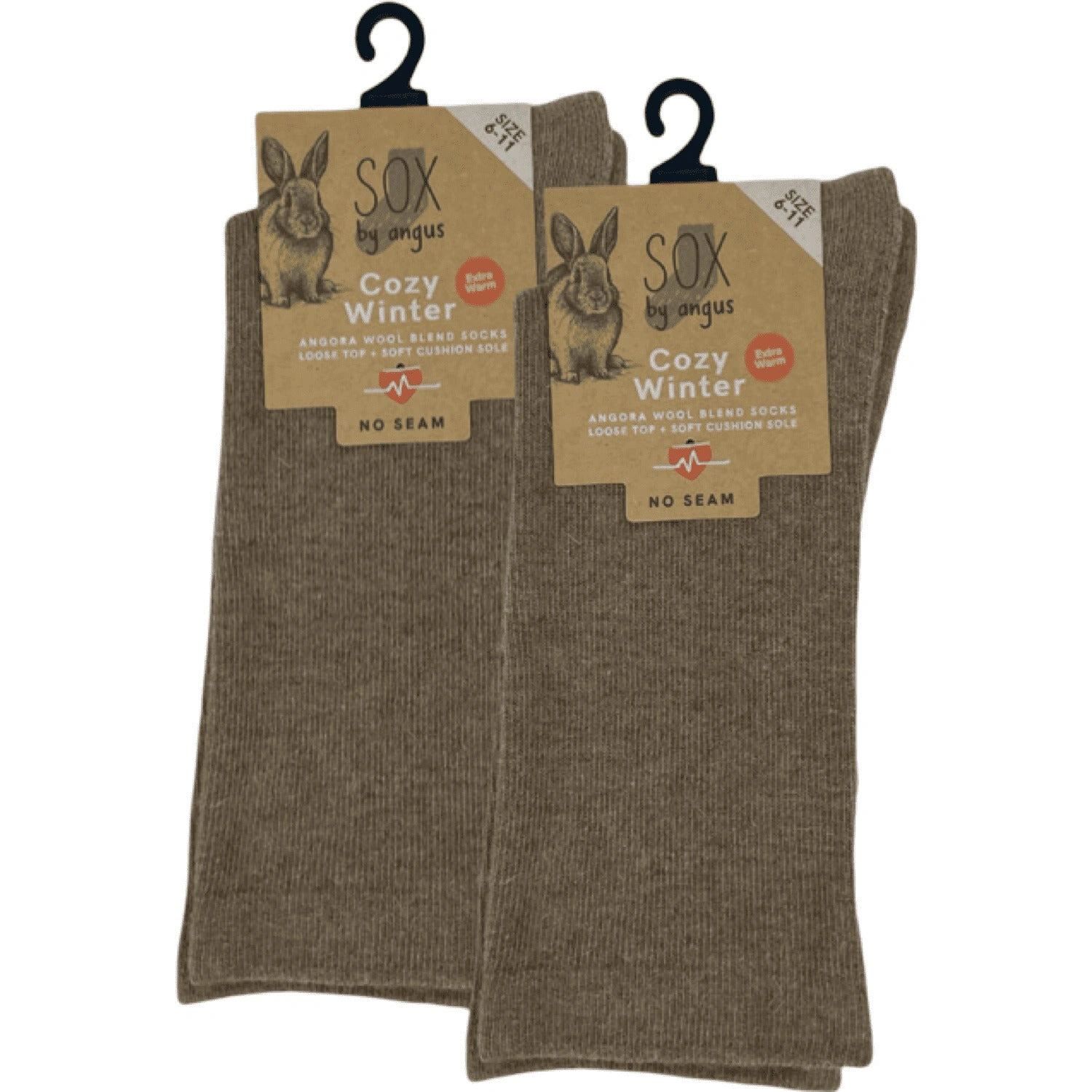 Cozy Mocha Angora Socks: Loose Top, No Seams, Ultimate Comfort.
