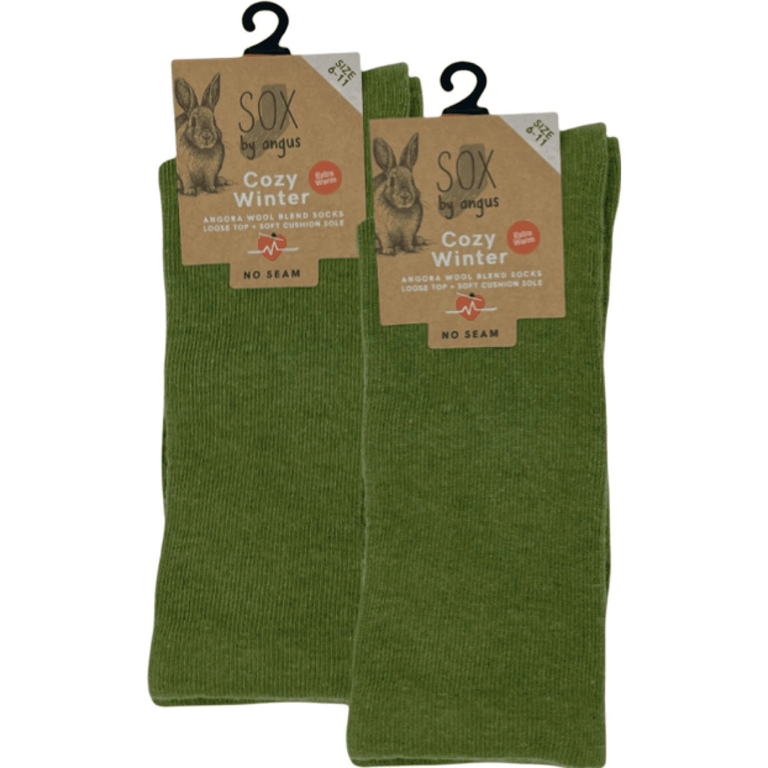 Cloud-Soft Angora Socks Khaki Green No-Seam Comfort Luxe