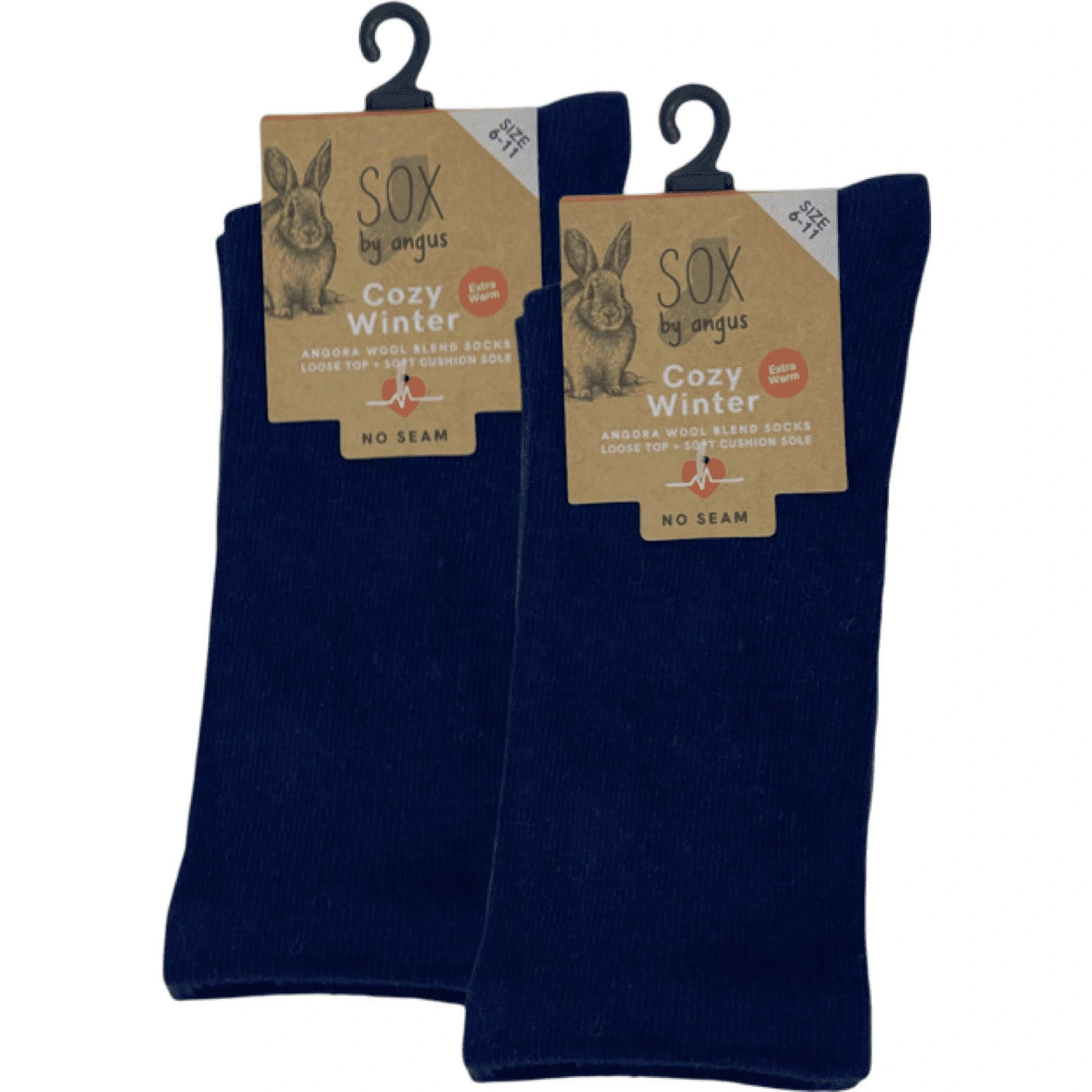 Cloud-Soft Angora Socks - Seamless Comfort, Navy Blue - Pure Bliss.